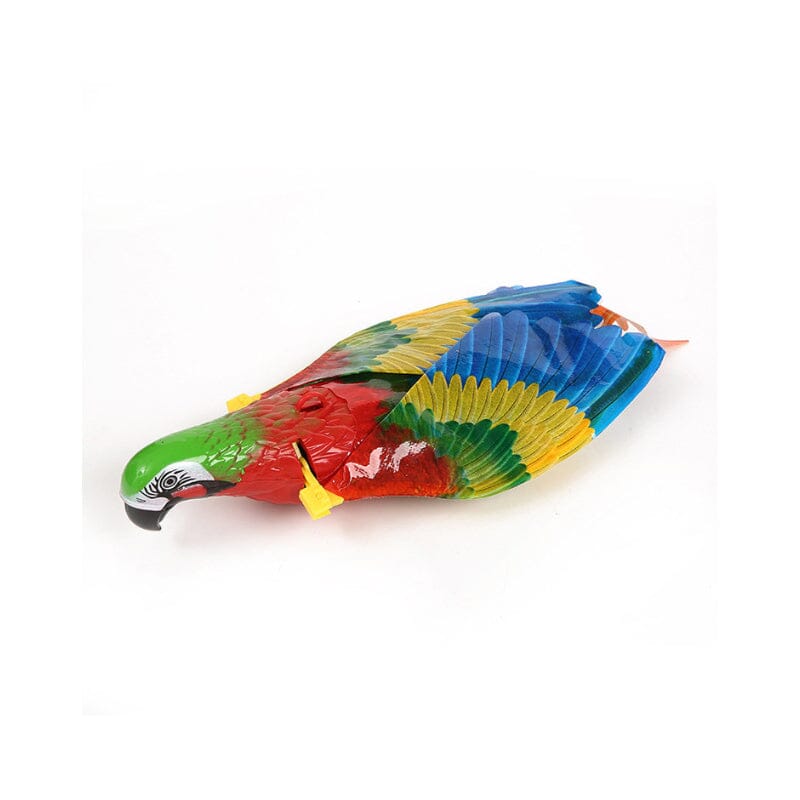 Interactive flying parrot toy in vibrant colors, electric pet toy for cats and children's amusement