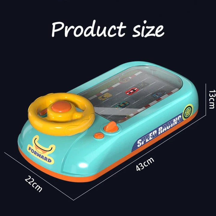 Kids' interactive steering wheel toy for pretend driving, developing hand-eye coordination & learning.