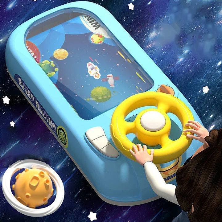 Engaging interactive steering wheel toy for kids, fostering motor skills, learning, & pretend driving fun.