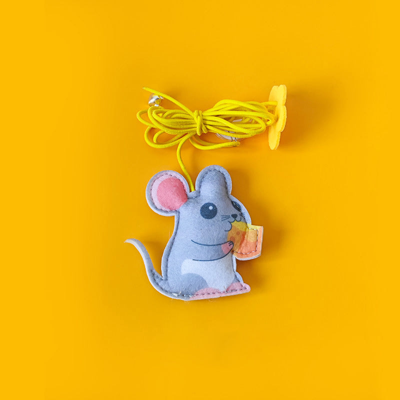 Child and cat playing together with the hanging interactive cat toy, showing it's safe for home use