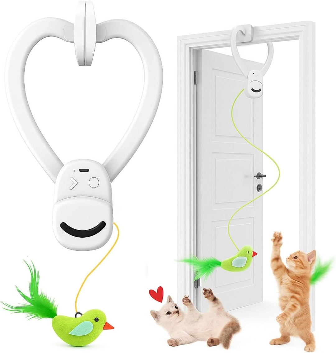 Interactive motion-activated bird cat toy for feline enrichment & playful exercise.