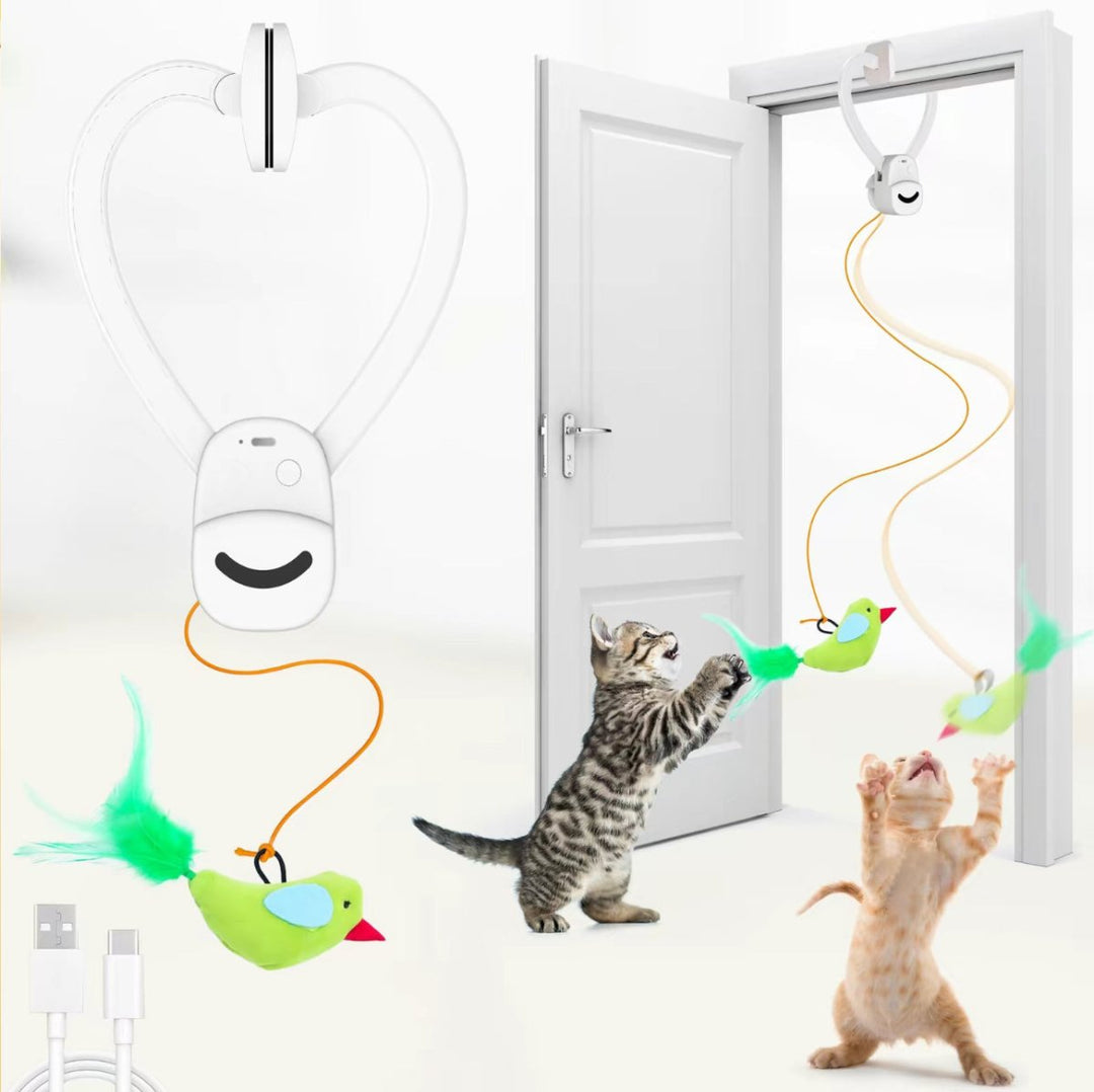 Motion-activated bird toy for cats, promoting active playtime & hunting instincts for indoor felines.