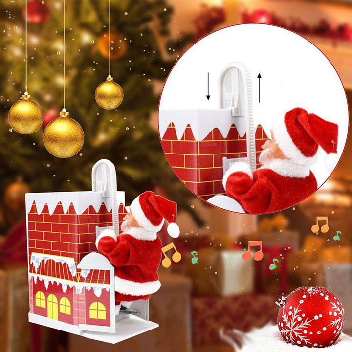 Interactive Musical Climbing Santa Christmas Decor, festive holiday electric toy for kids