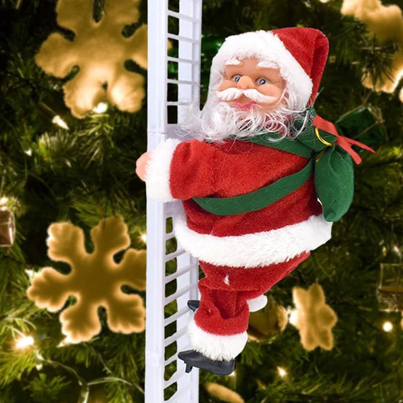Unique musical climbing Santa, electric operation, charming Christmas decor piece
