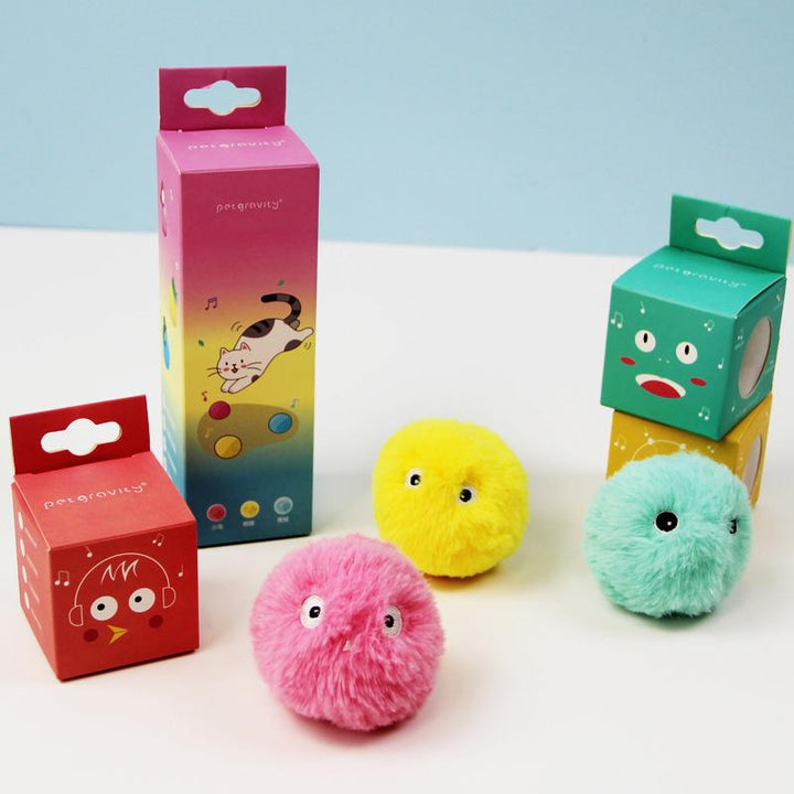 Green interactive cat ball toy, perfect for solo play and mental stimulation