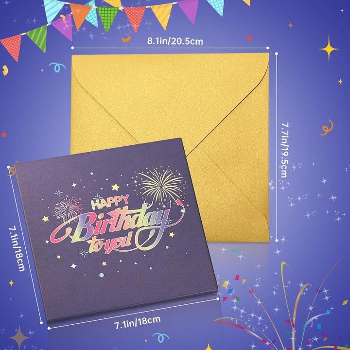 3D Pop-Up Birthday Gift Card, featuring a festive cake and candles, light-up and sound effects