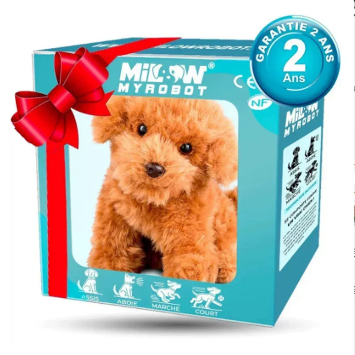 Realistic Barkle walking plush puppy, an interactive electronic pet for kids. Cuddly toy fosters child development.