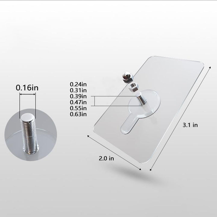Invisible no-drill adhesive hooks in various sizes for versatile home and kitchen organization