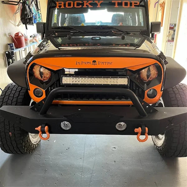 Unisex Beast Eyes headlight decals for Jeeps, showing perforated vinyl detail; car accessory