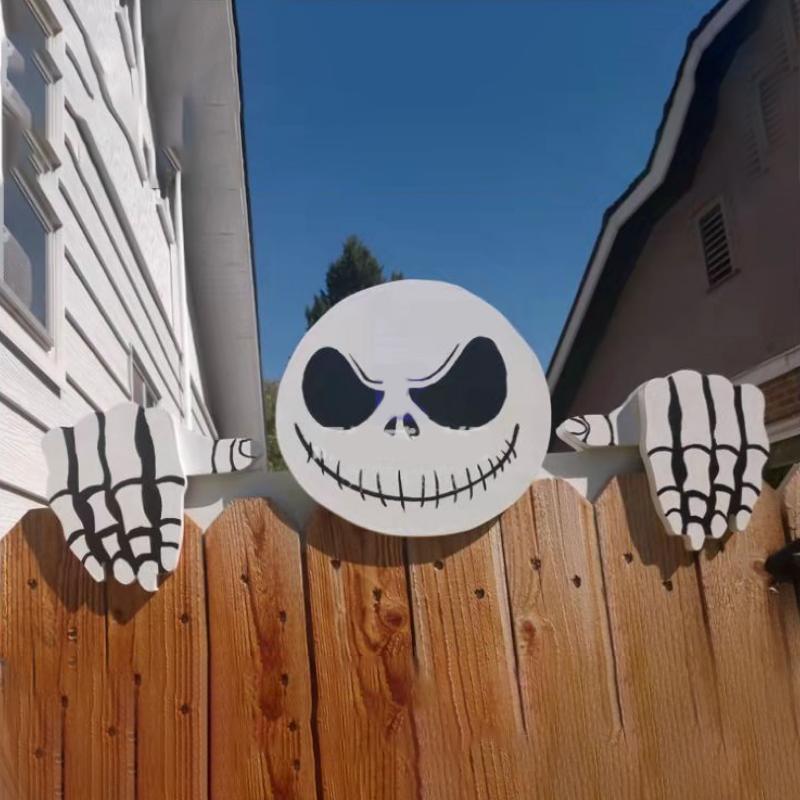 Festive snowman outdoor fence ornament, adds holiday cheer to any garden