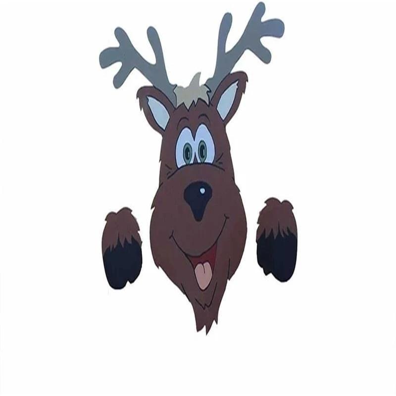 Cute elk outdoor Christmas decoration, unique fence peeker for festive display
