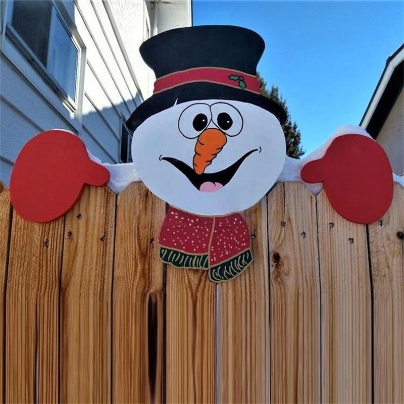 Santa Claus fence topper, outdoor Christmas decoration for a cheerful holiday look