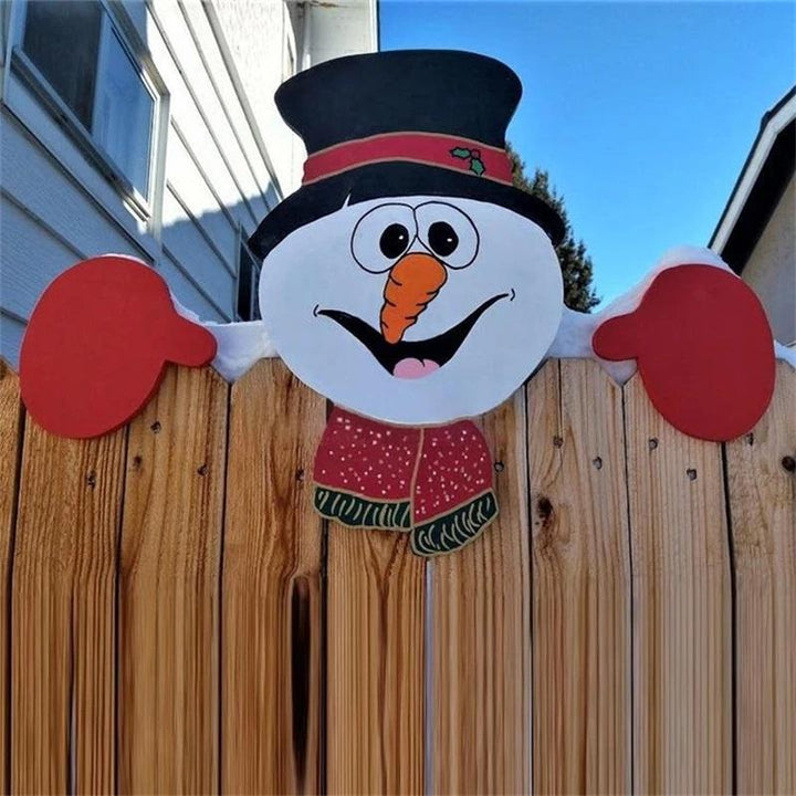 Santa Claus fence topper, outdoor Christmas decoration for a cheerful holiday look