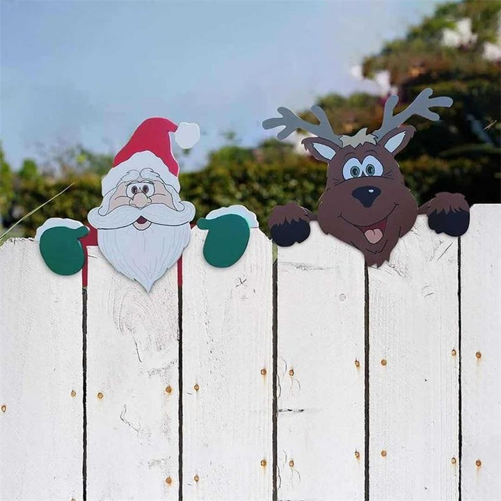 Cute elk character outdoor fence decoration, holiday garden art for Christmas