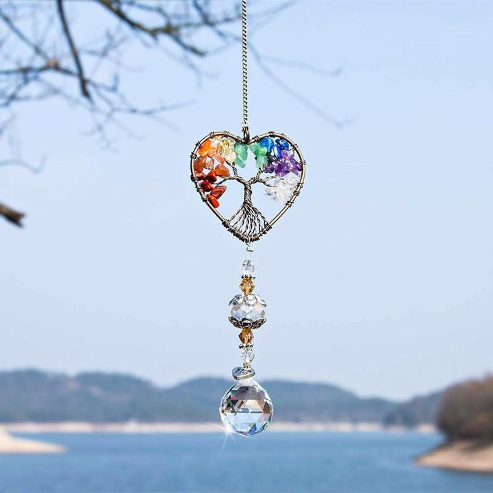 Unisex Crystal Tree of Life Suncatcher, home decor window ornament, unique gift idea
