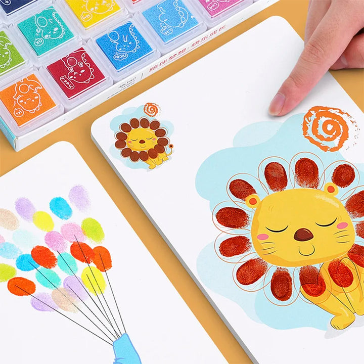 Mess-free finger painting art set for kids, 16 pieces, ideal for preschool activities and creative play.