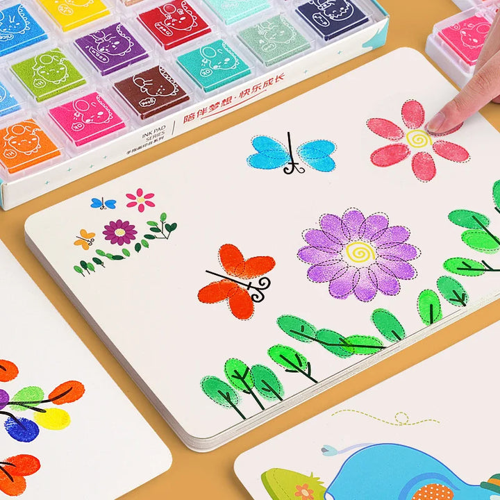 Vibrant 16PC Finger Painting Activity Set for kids, educational art supplies for toddlers' creative fun.