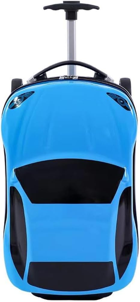 Toddler-friendly 18-inch car luggage, a pull-along wheeled suitcase with retractable handle.