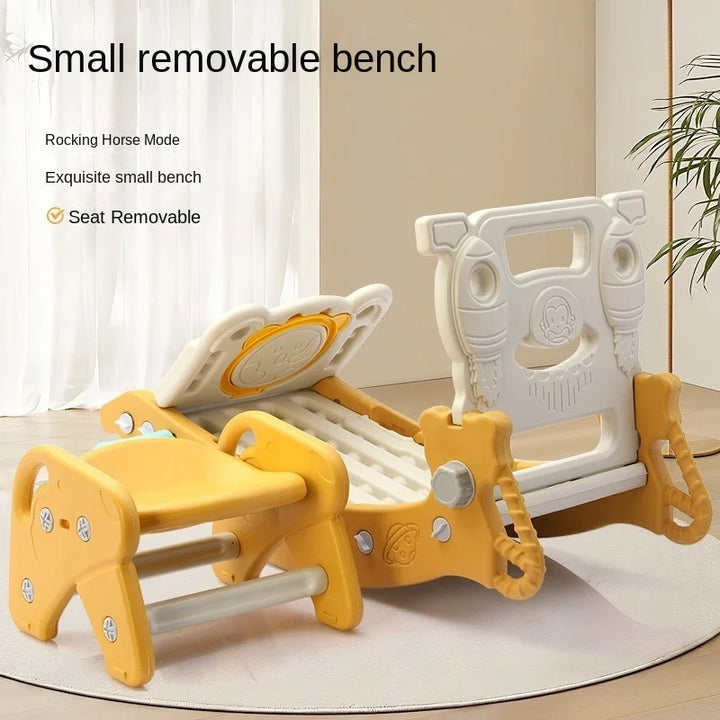 Engaging Kids' 4-in-1 activity toy with slide, rocker & climb. Promotes motor skills for toddlers, durable plastic.