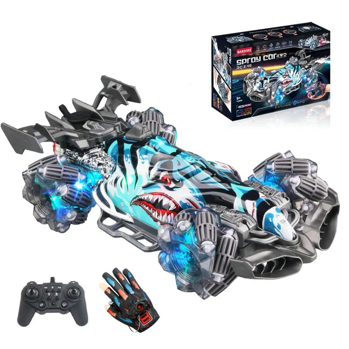 Agile 4-wheel RC Stunt Racer, a fast remote control car for kids with dazzling LED lights for indoor & outdoor fun.