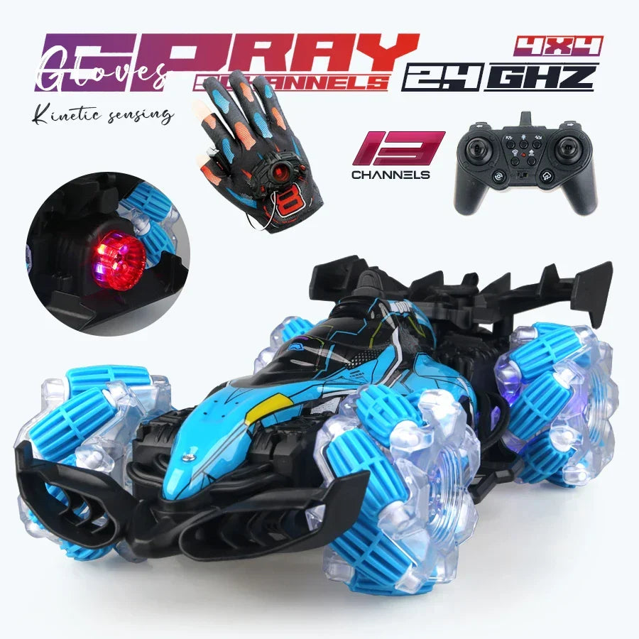 Fun RC Stunt Racer with LED lights, a perfect remote control toy gift for boys and girls who enjoy action & stunts.