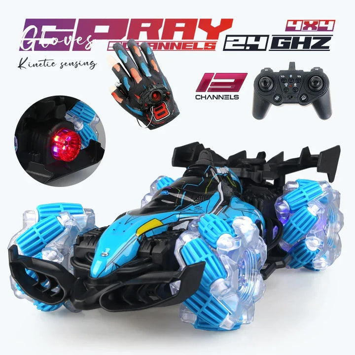 Fun RC Stunt Racer with LED lights, a perfect remote control toy gift for boys and girls who enjoy action & stunts.