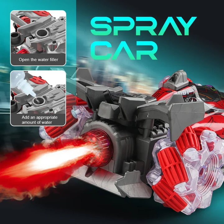 High-performance 4-wheel RC Stunt Racer for kids, executing daring tricks with brilliant LED lights.