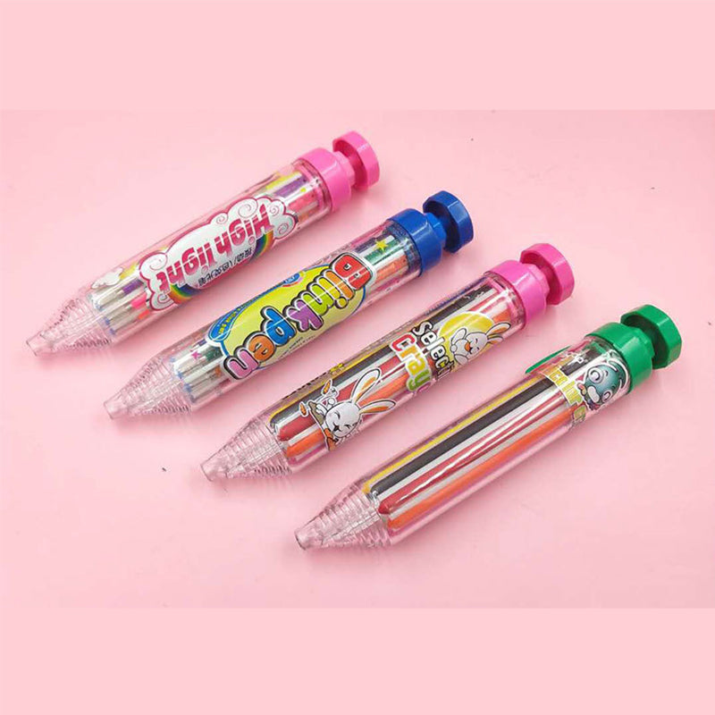 Close-up of a child's hand holding an 8-in-1 multicolor crayon, perfect for school supplies