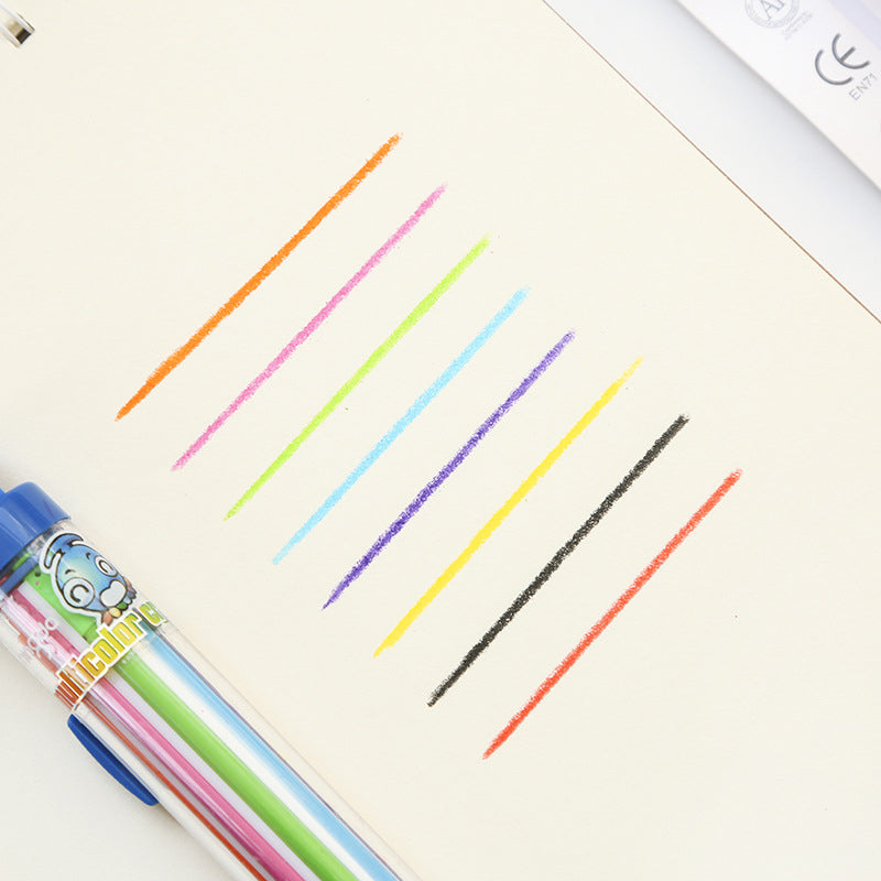 Portable 8-in-1 crayon for kids in a classroom setting, great for drawing and crafts
