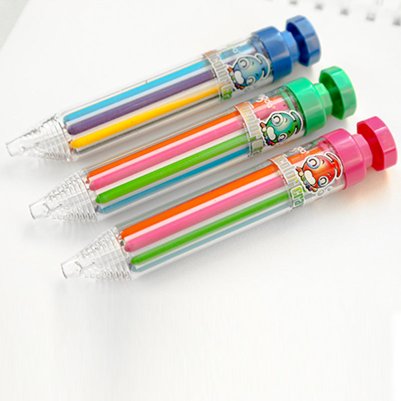 Stack of 8-in-1 multicolor crayons, perfect party favors and childrens toy