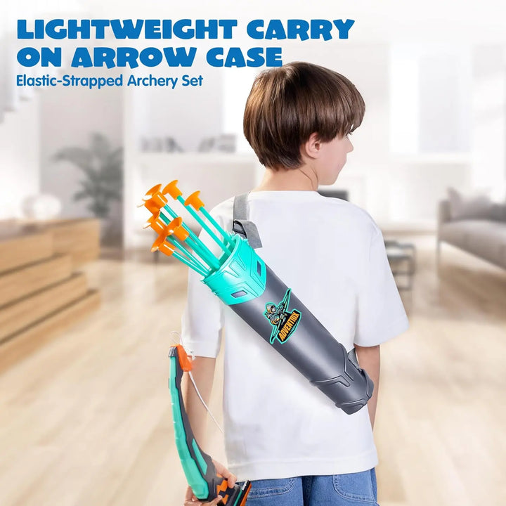 Indoor safe kids' aqua blue light-up archery bow set, perfect for active play and skill development.