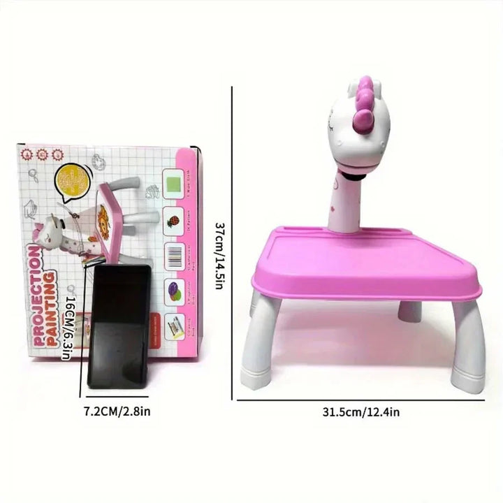 Green projection drawing table for kids. Interactive art toy, ideal for toddlers' creative play & learning.