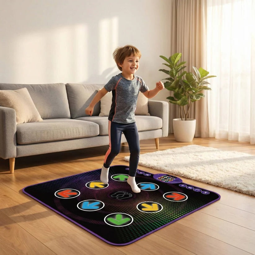Interactive Bluetooth dance mat for kids, a light-up electronic game for active two-player fun.