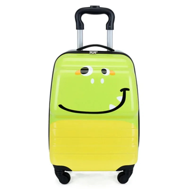Kids' cartoon animal hardshell luggage, wheeled carry-on suitcase for happy travels.