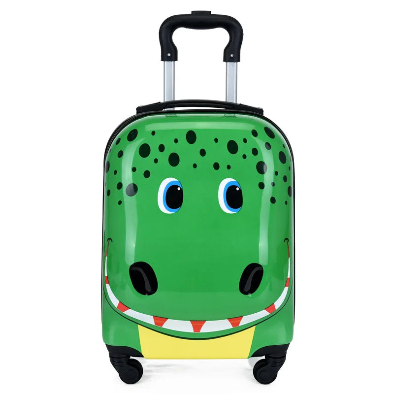 Durable hardshell kids' animal print suitcase, perfect wheeled carry-on for weekend trips.