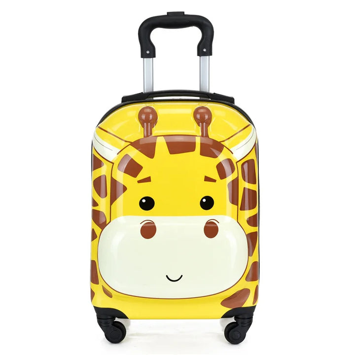 Cute cartoon animal design kids' wheeled luggage, hard shell carry-on suitcase for young travelers.