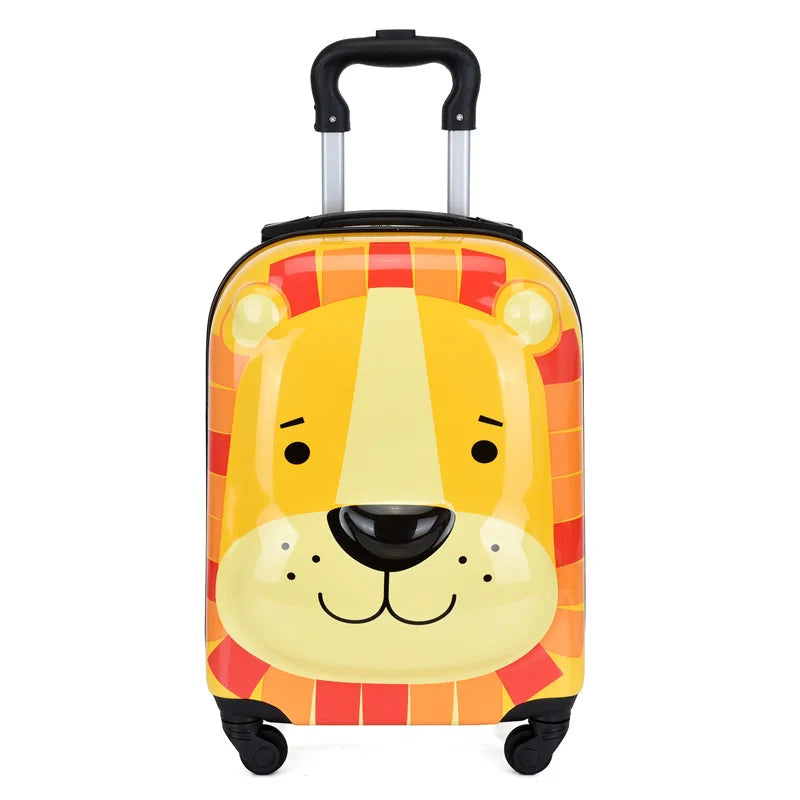 Adorable cartoon animal hardshell children's suitcase, wheeled travel bag for young adventurers.