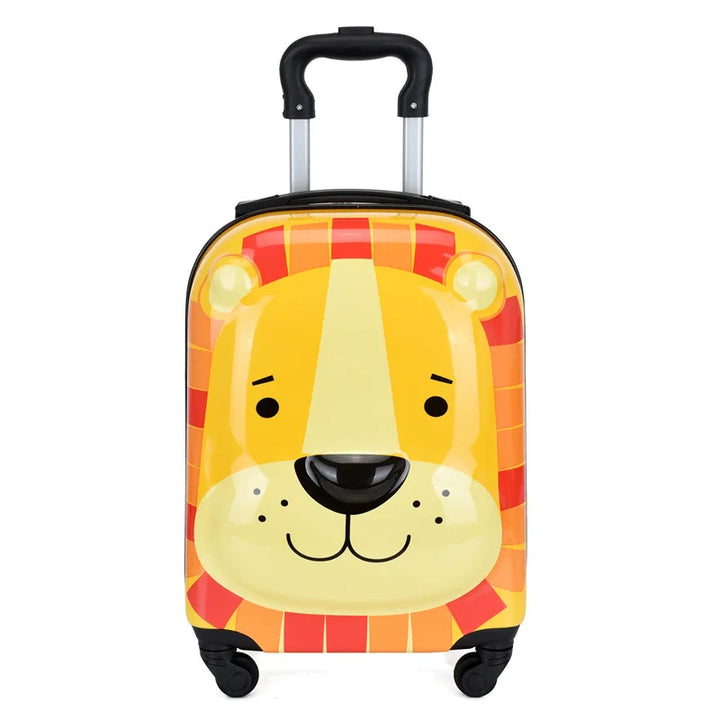 Adorable cartoon animal hardshell children's suitcase, wheeled travel bag for young adventurers.