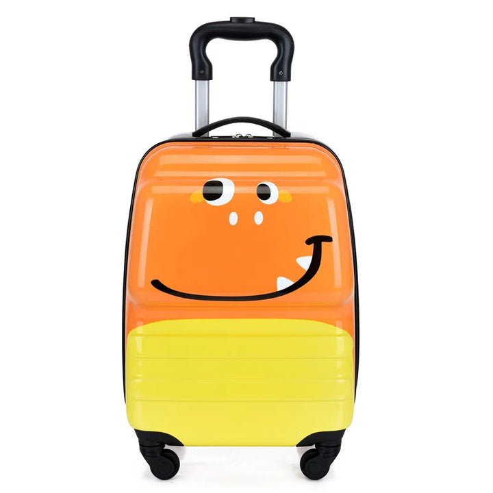 Kids' animal print hardshell wheeled suitcase, durable carry-on travel bag for happy adventures.