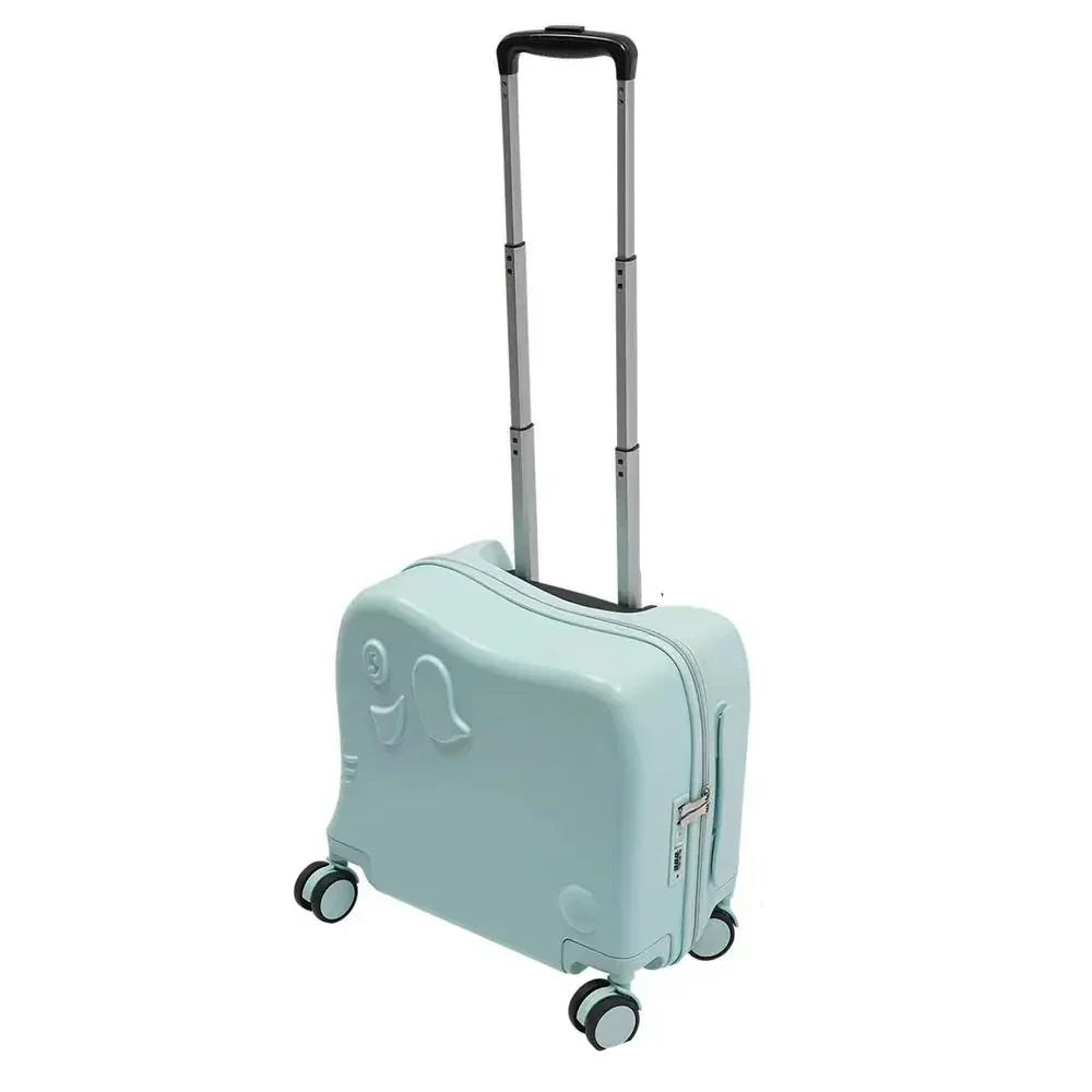 Versatile children's cartoon elephant ride-on luggage. Fun, durable kids suitcase & travel bag for vacation gear.