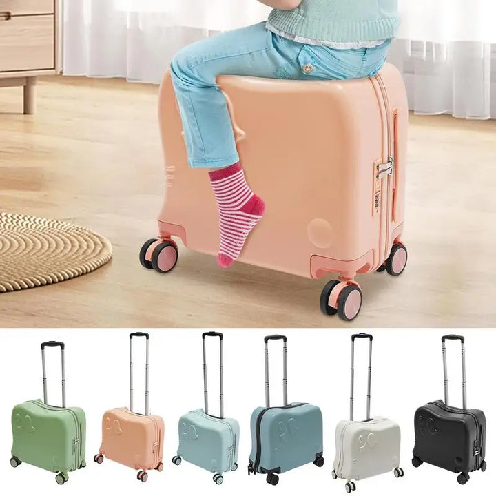Cute elephant cartoon children's luggage. Ride-on suitcase for kids, perfect travel bag for weekend trips.