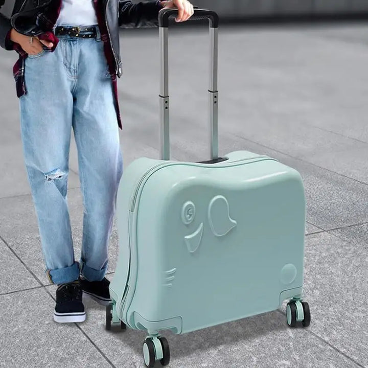 Durable children's elephant ride-on luggage with silent wheels. Ideal kids suitcase for travel & fun vacation.