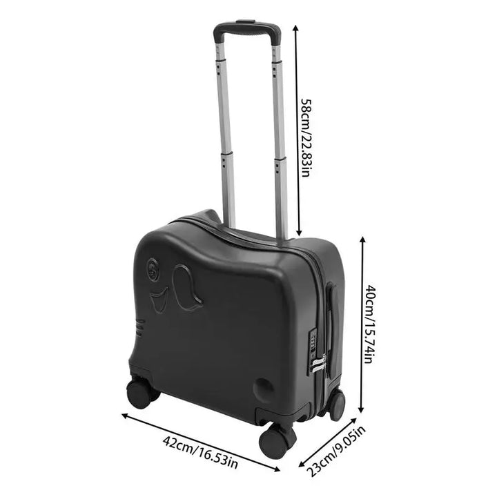 Fun children's elephant ride-on luggage. Kids' travel bag & durable suitcase for happy vacation adventures.