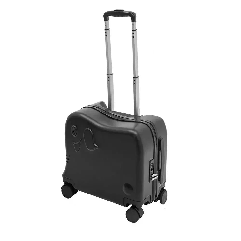Exciting elephant ride-on luggage for kids. Fun cartoon travel bag, perfect children's suitcase for vacation.