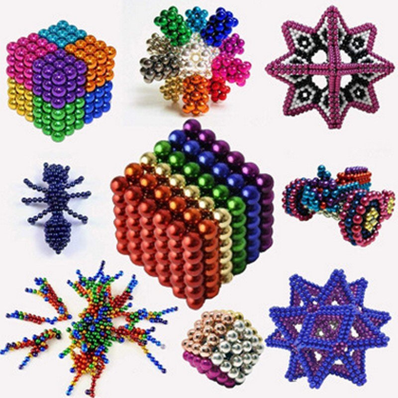 Colorful magnetic building balls for kids' creative play; an engaging STEM, construction & stress relief toy.