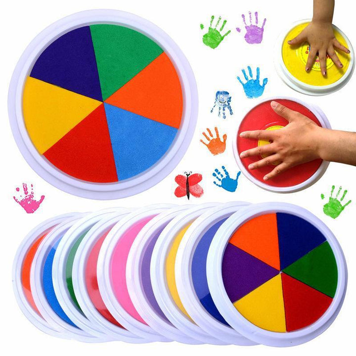 Kids' Creative Finger Painting Art Kit with colorful paints, paper, and step-by-step book for preschool learning