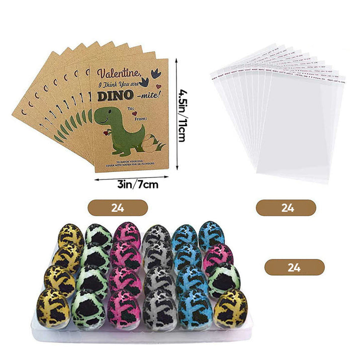 Packaging for the Kids' Dinosaur Hatching Egg Activity Set, clearly showing 24 units