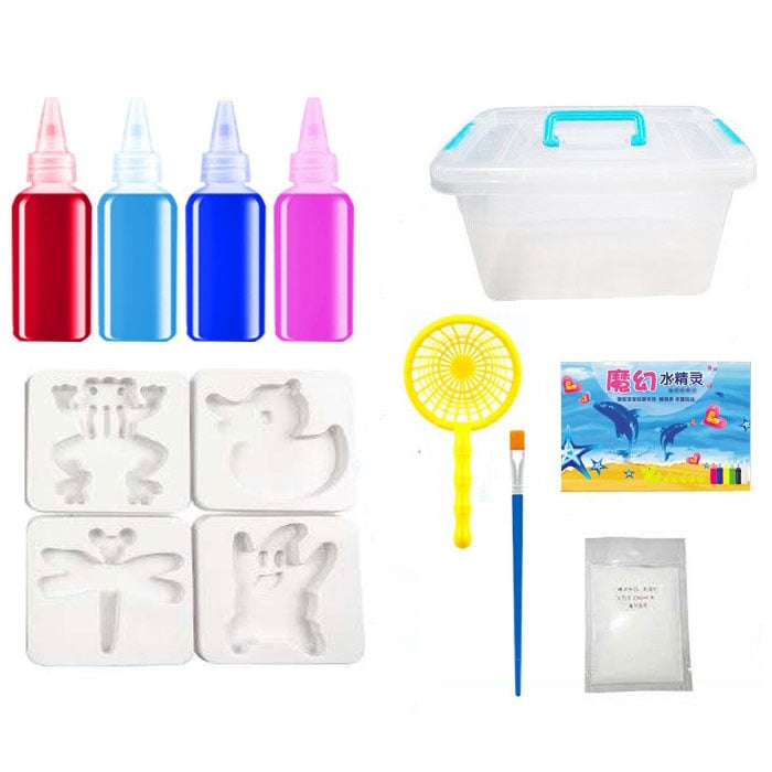 Parent and child collaboratively crafting with the non-toxic DIY Aqua Gel Kit, quality family time