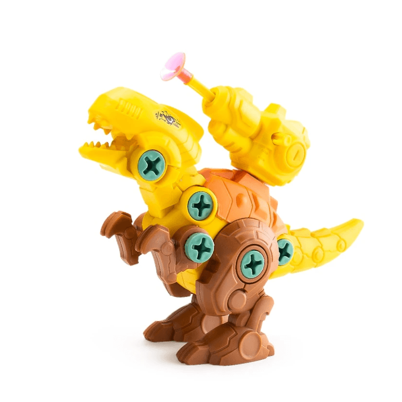 STEM toy gift for kids: Dinosaur building kit with T-Rex, Triceratops, and Brachiosaurus figures.