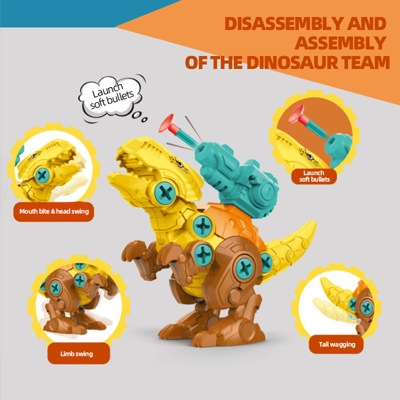 Kids' dinosaur toy kit: Assemble T-Rex, Triceratops, and Brachiosaurus models, a fun STEM activity.